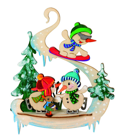 Drechslerei Kuhnert - diversi set per il bricolage con motivo a pupazzo di neve - diverse misure - Made in Germany