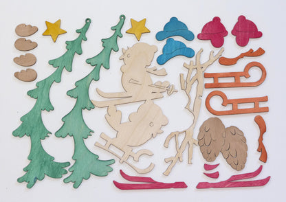 Kuhnert Craft Kit Window Decoration "2 Birds in Snow" - Wooden Craft Kit for DIY - approx. 19 x 28 cm - Creative Craft Project for the Whole Family - Made in Germany