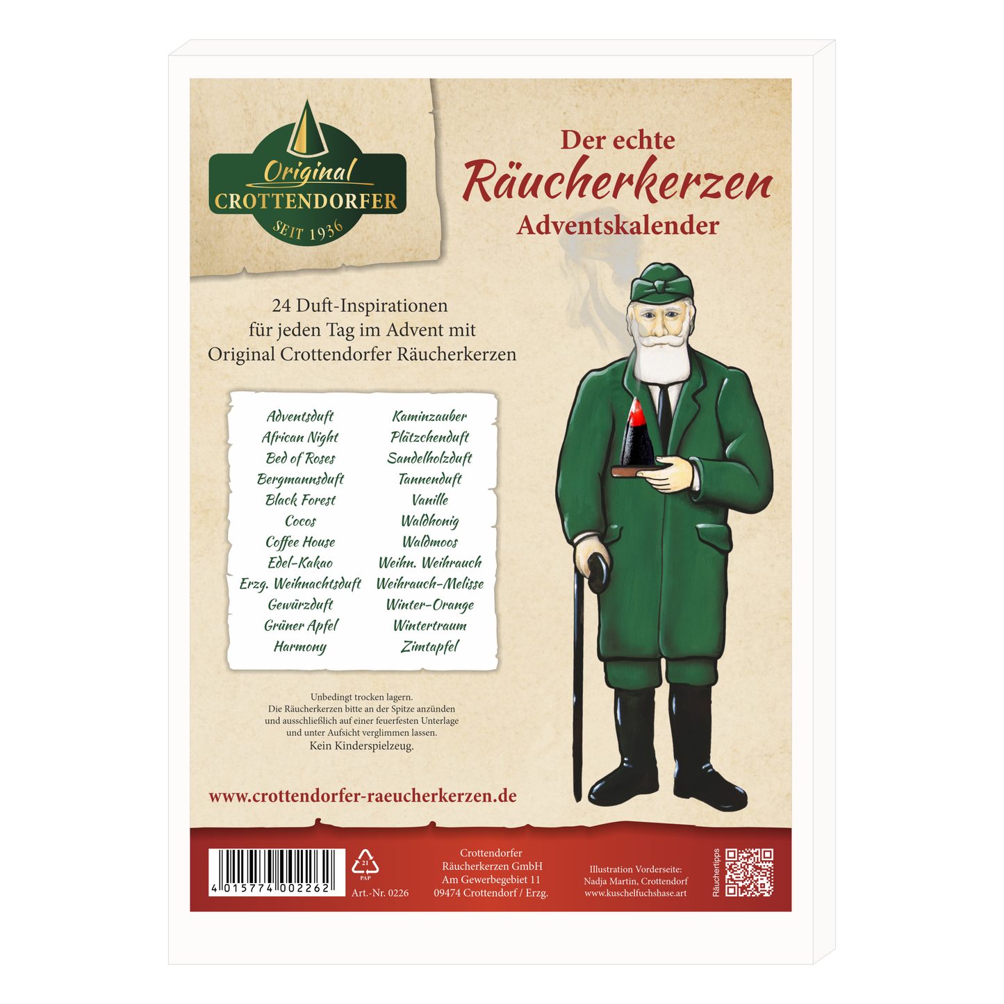 Räucherkerzen-Adventskalender, Motiv: Weihnachtsmann