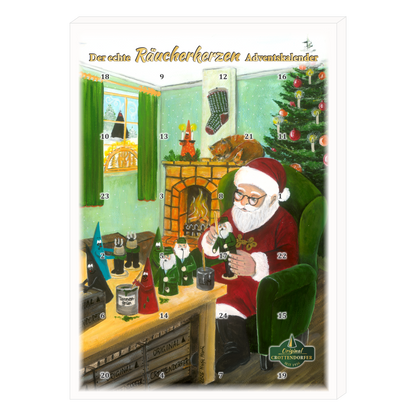 Räucherkerzen-Adventskalender, Motiv: Weihnachtsmann