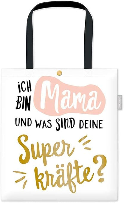 Grafik-Werkstatt Borsa in cotone unisex | Borsa con chiusura | "Mamma" | bianca