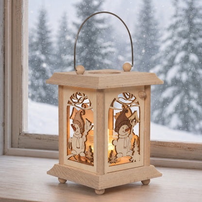 Drechslerei Kuhnert Lanterna da tavolo / portacandelina - motivo: "Presepe" in legno pregiato - dimensioni: 11,5 x 11,5 x 17 cm - Made in Germany