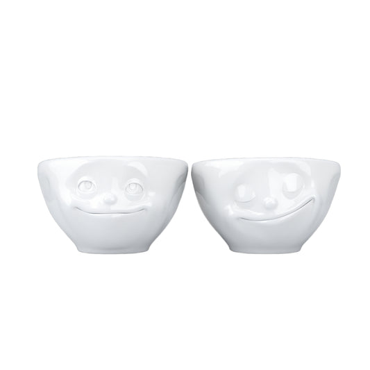 FIFTYEIGHT PRODUCTS / Tazze / Ciotolina / Set ciotoline n. 2 "Sognante e Felice" (porcellana, 100 ml, bianco, Made in Germany)