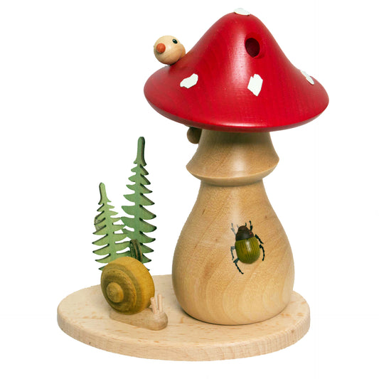 Drechslerei Kuhnert Smoking Mushroom | Fly Agaric | 14 cm