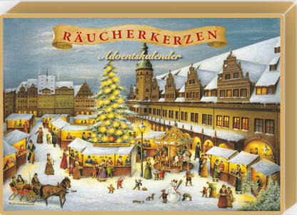 Räucherkerzen-Adventskalender, Motiv: Leipziger Weihnachtsmarkt