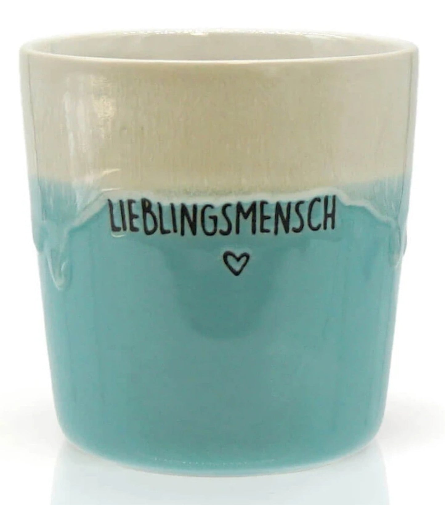 Mea-Living STONEWARE Tazza | "Lieblingsmensch" | azzurro | gres fatto a mano | 280 ml