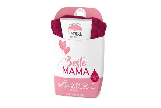 La Vida Wellness-Doccia | Cofanetto regalo | Bagnoschiuma + Asciugamano in cotone | "Migliore Mamma"