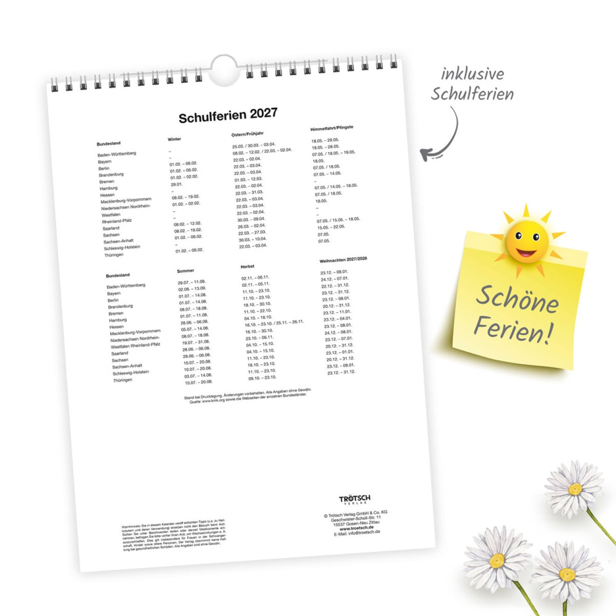 TRÖTSCH Rentner-Wand-Kalender 2027 Classic-Kalender 24 x 33 cm