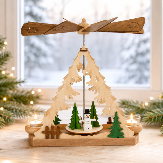 Drechslerei Kuhnert Teelichtpyramide mit Schneemann