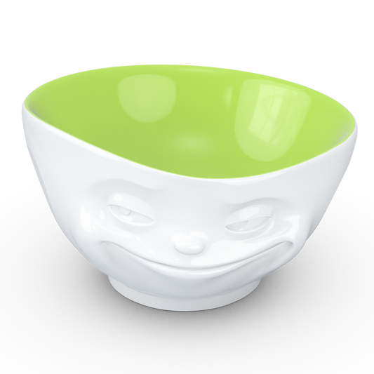 FIFTYEIGHT PRODUCTS / Mugs / Bowl "Grinning" (Porcelain, 500ml, white, pistachio inside, Made in Germany)