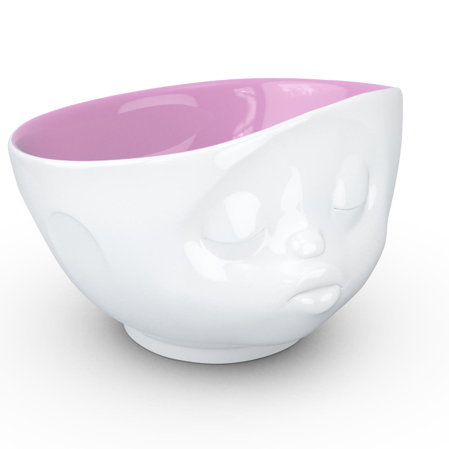 FIFTYEIGHT PRODUCTS / Mugs / Bowl "Kissing" (Porcelain, 500ml, white, interior berry, Made in Germany)