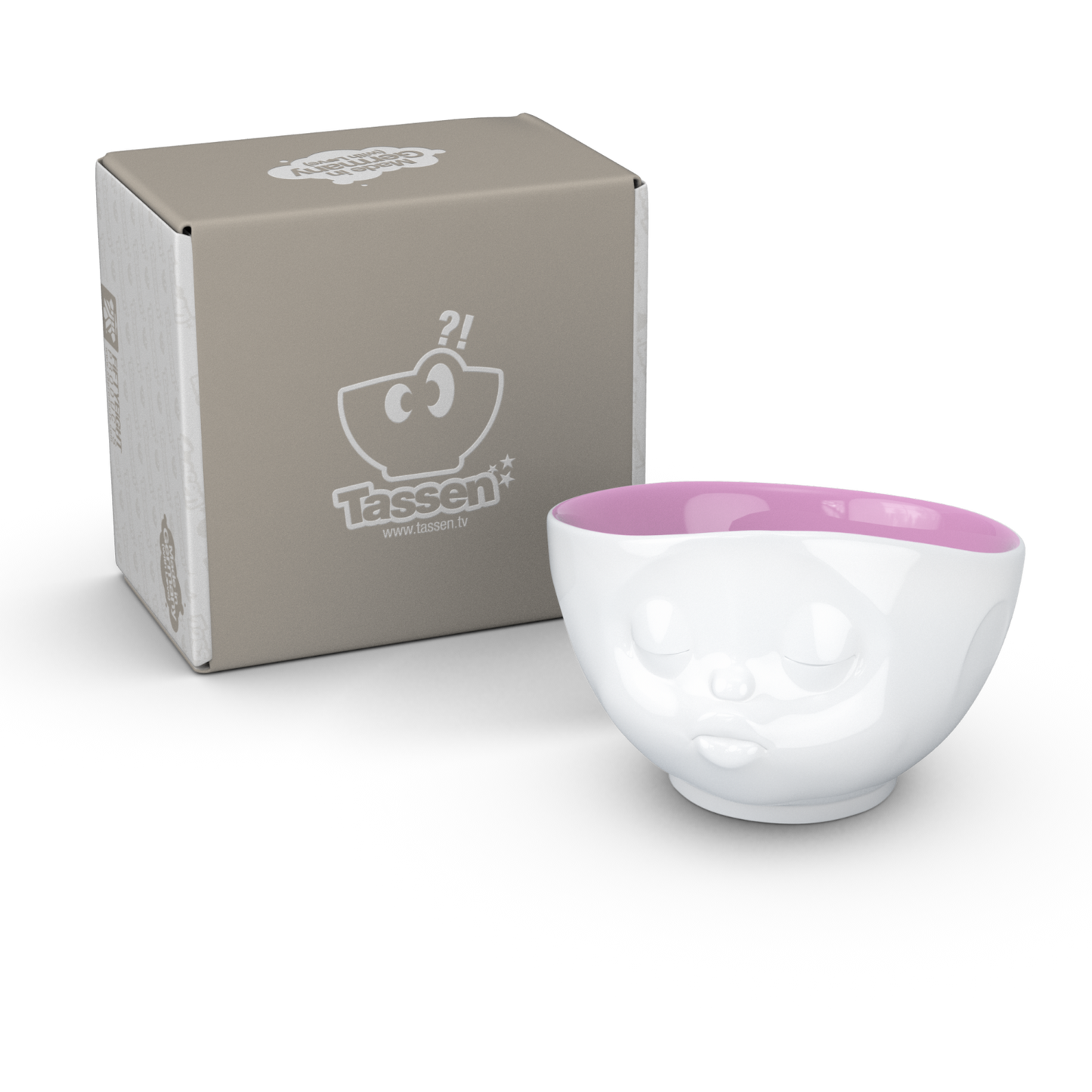 FIFTYEIGHT PRODUCTS / Mugs / Bowl "Kissing" (Porcelain, 500ml, white, interior berry, Made in Germany)