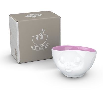 FIFTYEIGHT PRODUCTS / Mugs / Bowl "Kissing" (Porcelain, 500ml, white, interior berry, Made in Germany)