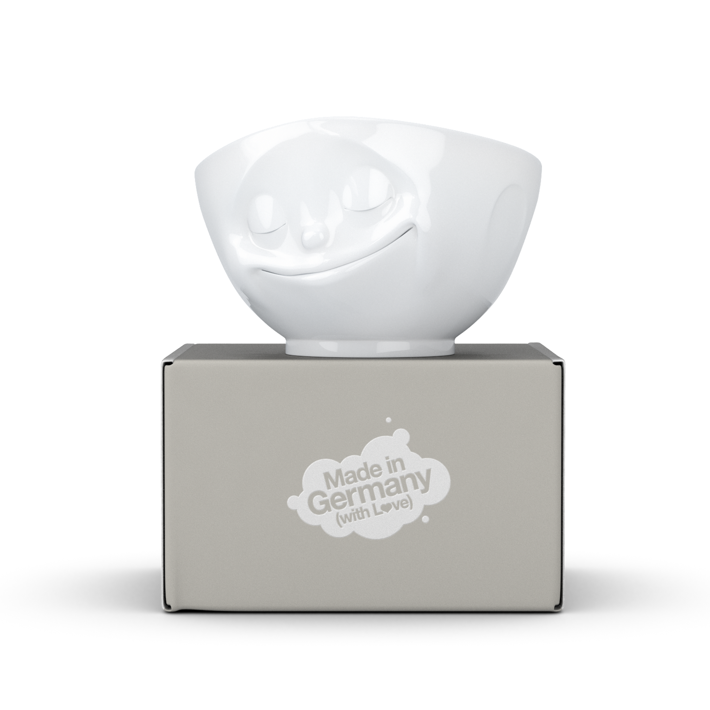 FIFTYEIGHT PRODUCTS / Tassen / Schale „Glücklich“ (Porzellan, 500ml, weiß, Made in Germany)