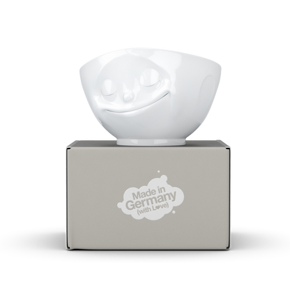 FIFTYEIGHT PRODUCTS / Tassen / Schale „Glücklich“ (Porzellan, 500ml, weiß, Made in Germany)
