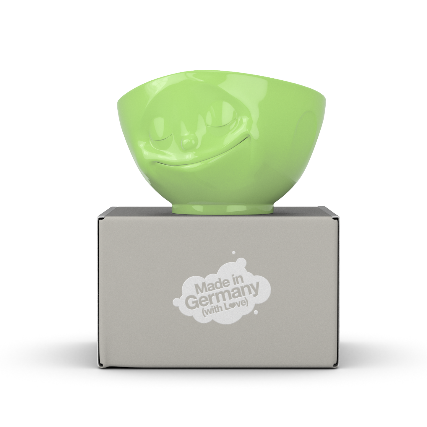 FIFTYEIGHT PRODUCTS / Tassen / Schale „Glücklich“ (Porzellan, 500ml, hellgrün, Made in Germany)