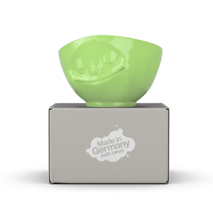 FIFTYEIGHT PRODUCTS / Tassen / Schale „Glücklich“ (Porzellan, 500ml, hellgrün, Made in Germany)
