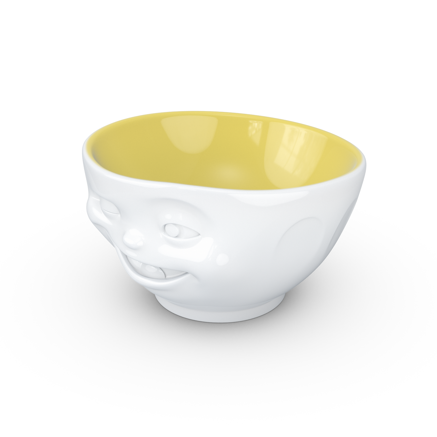 FIFTYEIGHT PRODUCTS / Mugs / Bowl "Winking" (Porcelain, 500ml, white, interior saffron, Made in Germany)