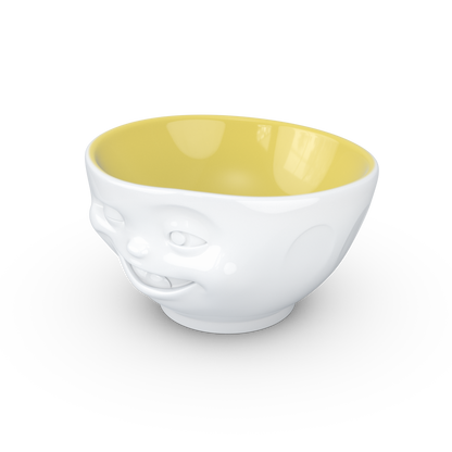 FIFTYEIGHT PRODUCTS / Mugs / Bowl "Winking" (Porcelain, 500ml, white, interior saffron, Made in Germany)