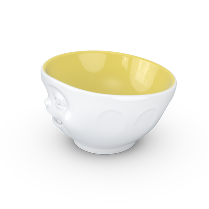 FIFTYEIGHT PRODUCTS / Mugs / Bowl "Winking" (Porcelain, 500ml, white, interior saffron, Made in Germany)