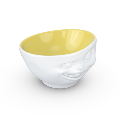 FIFTYEIGHT PRODUCTS / Mugs / Bowl "Winking" (Porcelain, 500ml, white, interior saffron, Made in Germany)
