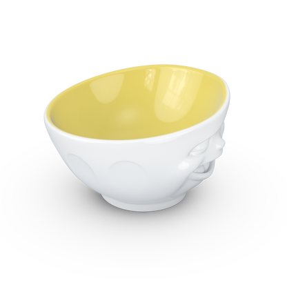 FIFTYEIGHT PRODUCTS / Mugs / Bowl "Winking" (Porcelain, 500ml, white, interior saffron, Made in Germany)