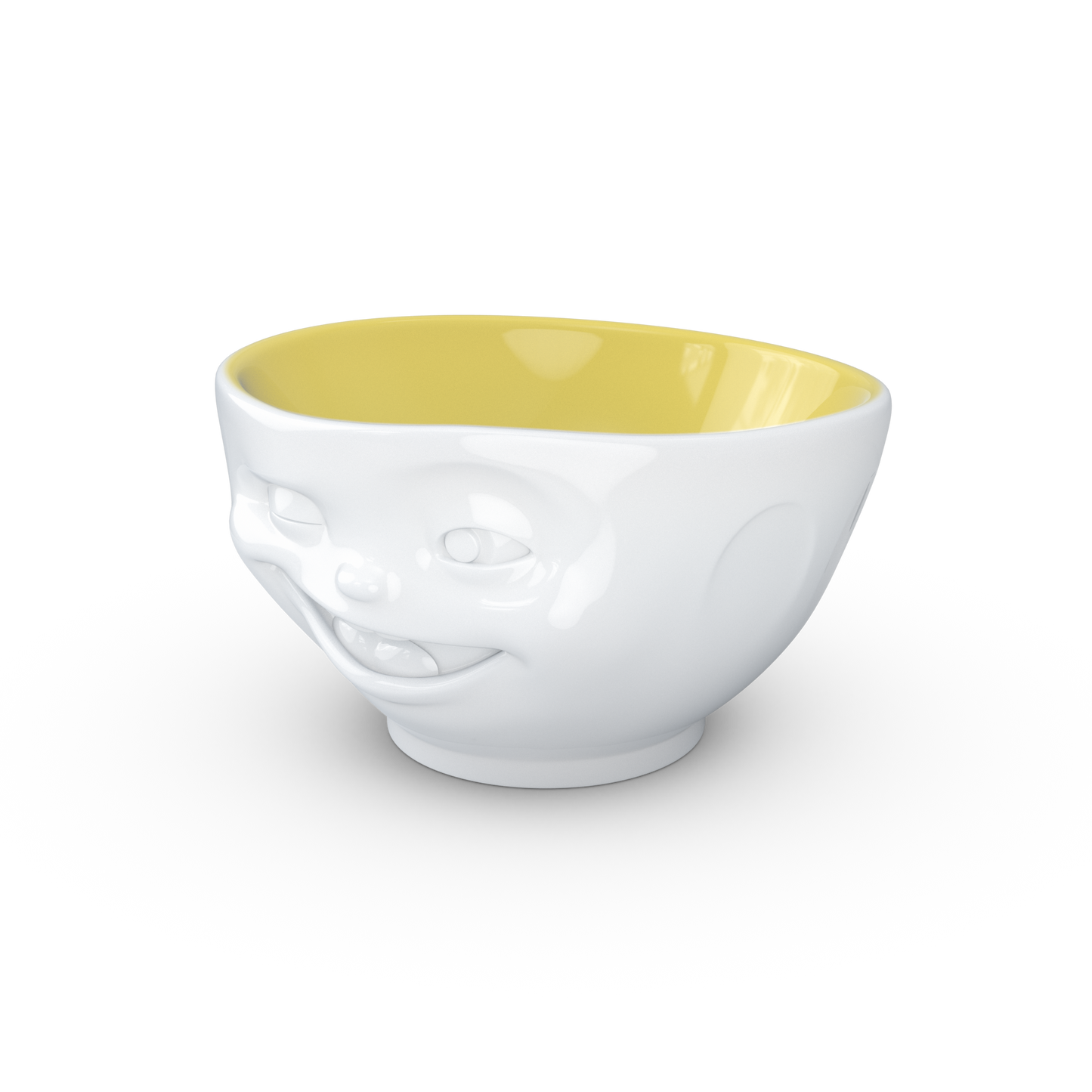 FIFTYEIGHT PRODUCTS / Mugs / Bowl "Winking" (Porcelain, 500ml, white, interior saffron, Made in Germany)