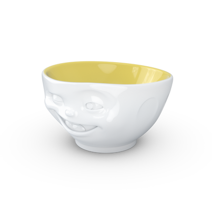 FIFTYEIGHT PRODUCTS / Mugs / Bowl "Winking" (Porcelain, 500ml, white, interior saffron, Made in Germany)