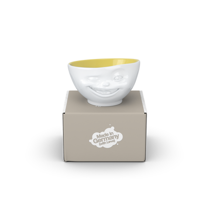 FIFTYEIGHT PRODUCTS / Mugs / Bowl "Winking" (Porcelain, 500ml, white, interior saffron, Made in Germany)
