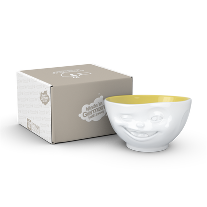 FIFTYEIGHT PRODUCTS / Mugs / Bowl "Winking" (Porcelain, 500ml, white, interior saffron, Made in Germany)