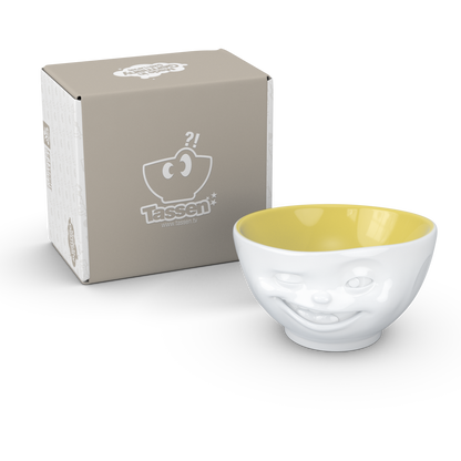 FIFTYEIGHT PRODUCTS / Mugs / Bowl "Winking" (Porcelain, 500ml, white, interior saffron, Made in Germany)