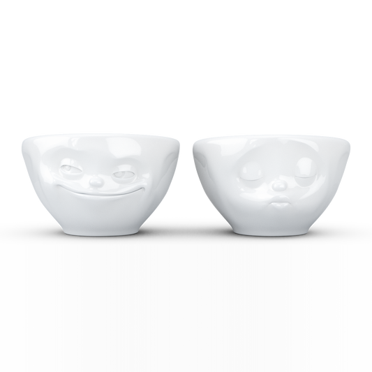 FIFTYEIGHT PRODUCTS / Tazze / Ciotolina / Set ciotoline n. 1 "Kissing & Grinning" (Porcellana, 100 ml, bianca, Made in Germany)