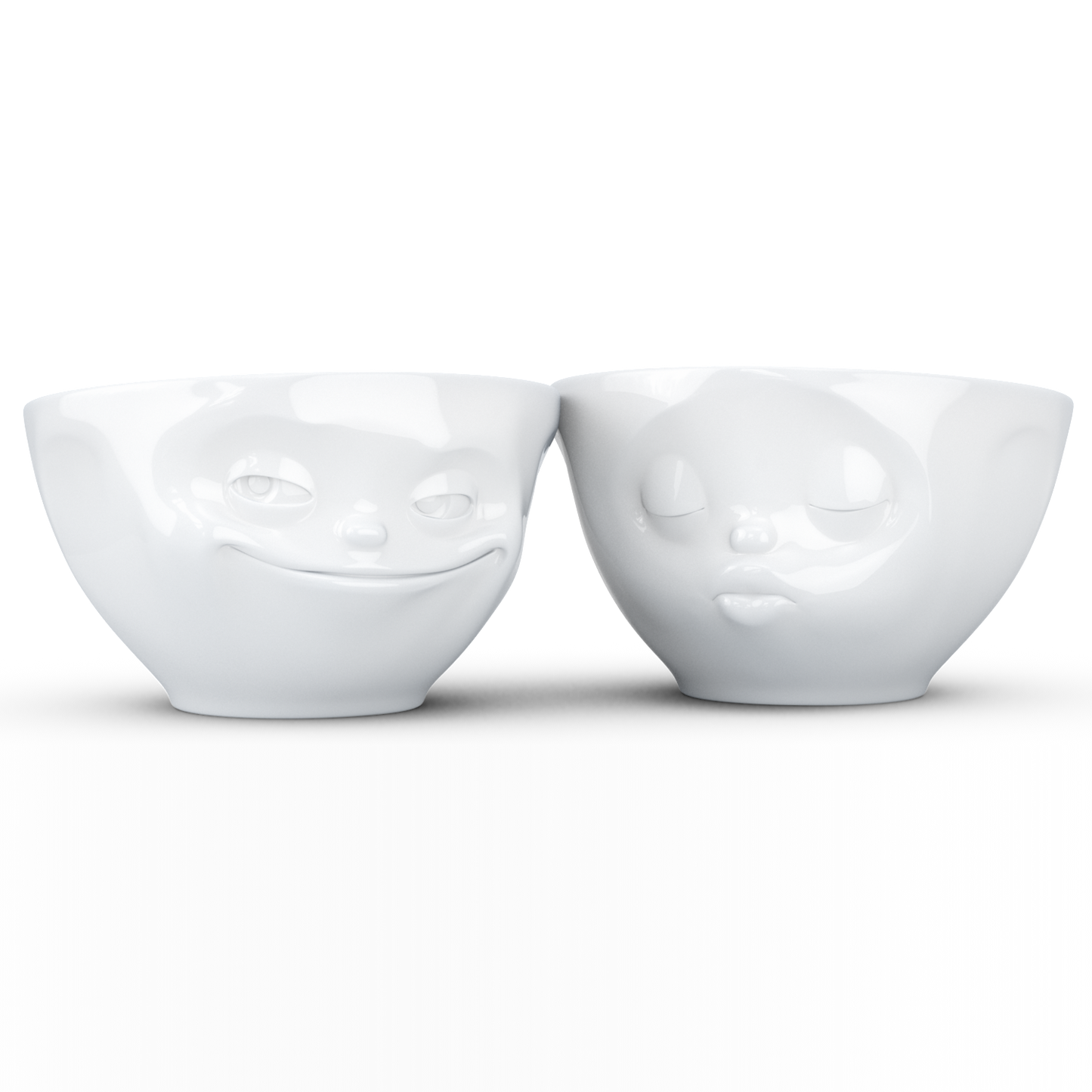 FIFTYEIGHT PRODUCTS / Tazze / Ciotole medie / Set ciotole n. 1 "Baciando & Ghignando" (Porcellana, 200 ml, bianco, Made in Germany)