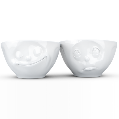 FIFTYEIGHT PRODUCTS / Tazze / Ciotole Medie / Set Ciotole n. 2 „Felice & Oh, Prego“ (Porcellana, 200 ml, bianco, Made in Germany)