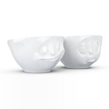 FIFTYEIGHT PRODUCTS / Tazze / Ciotole Medie / Set Ciotole n. 2 „Felice & Oh, Prego“ (Porcellana, 200 ml, bianco, Made in Germany)