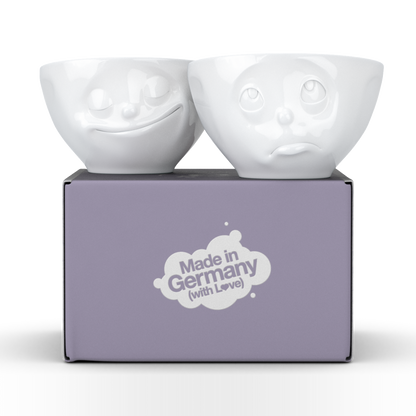 FIFTYEIGHT PRODUCTS / Tazze / Ciotole Medie / Set Ciotole n. 2 „Felice & Oh, Prego“ (Porcellana, 200 ml, bianco, Made in Germany)