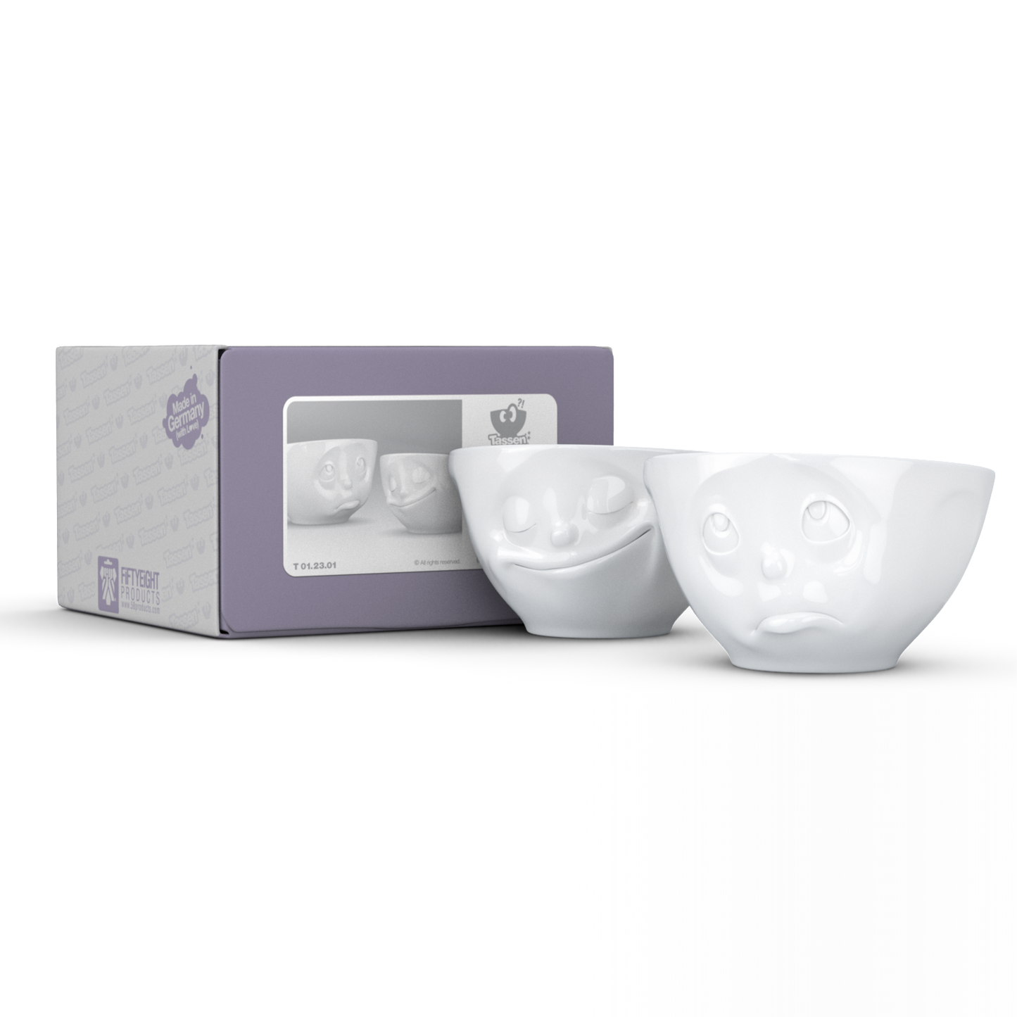 FIFTYEIGHT PRODUCTS / Tazze / Ciotole Medie / Set Ciotole n. 2 „Felice & Oh, Prego“ (Porcellana, 200 ml, bianco, Made in Germany)