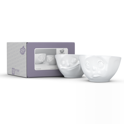 FIFTYEIGHT PRODUCTS / Tazze / Ciotole Medie / Set Ciotole n. 2 „Felice & Oh, Prego“ (Porcellana, 200 ml, bianco, Made in Germany)