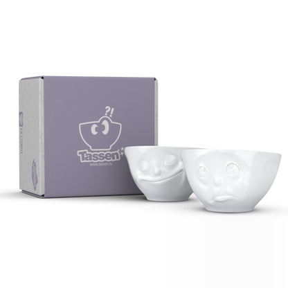 FIFTYEIGHT PRODUCTS / Tazze / Ciotole Medie / Set Ciotole n. 2 „Felice & Oh, Prego“ (Porcellana, 200 ml, bianco, Made in Germany)