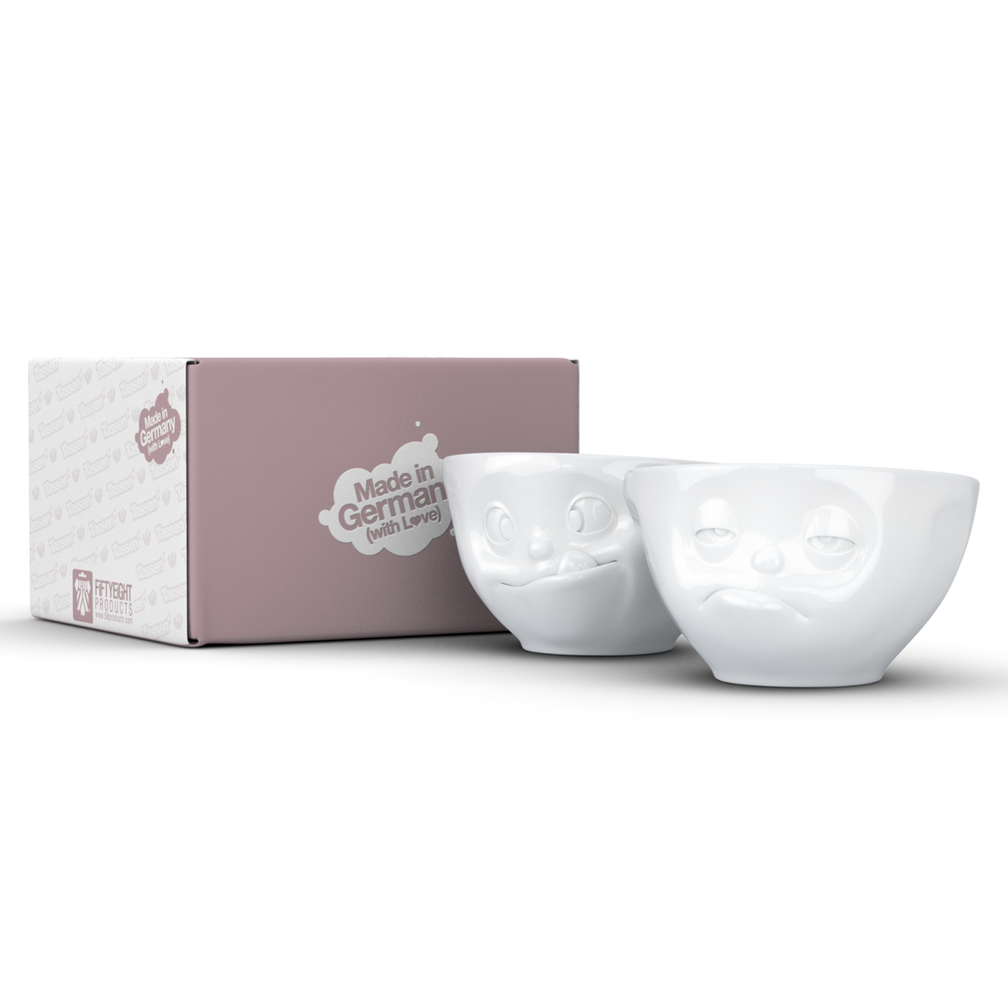 FIFTYEIGHT PRODUCTS / Cups / Small Bowls / Bowl Set No. 3 "Tasty & Sleepy" (Porcelain, 200 ml, white, Made in Germany)