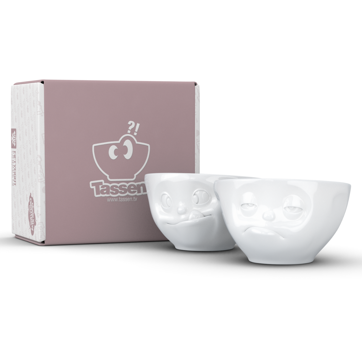 FIFTYEIGHT PRODUCTS / Cups / Small Bowls / Bowl Set No. 3 "Tasty & Sleepy" (Porcelain, 200 ml, white, Made in Germany)