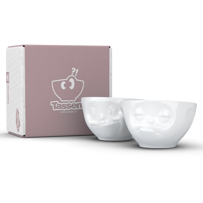 FIFTYEIGHT PRODUCTS / Cups / Small Bowls / Bowl Set No. 3 "Tasty & Sleepy" (Porcelain, 200 ml, white, Made in Germany)