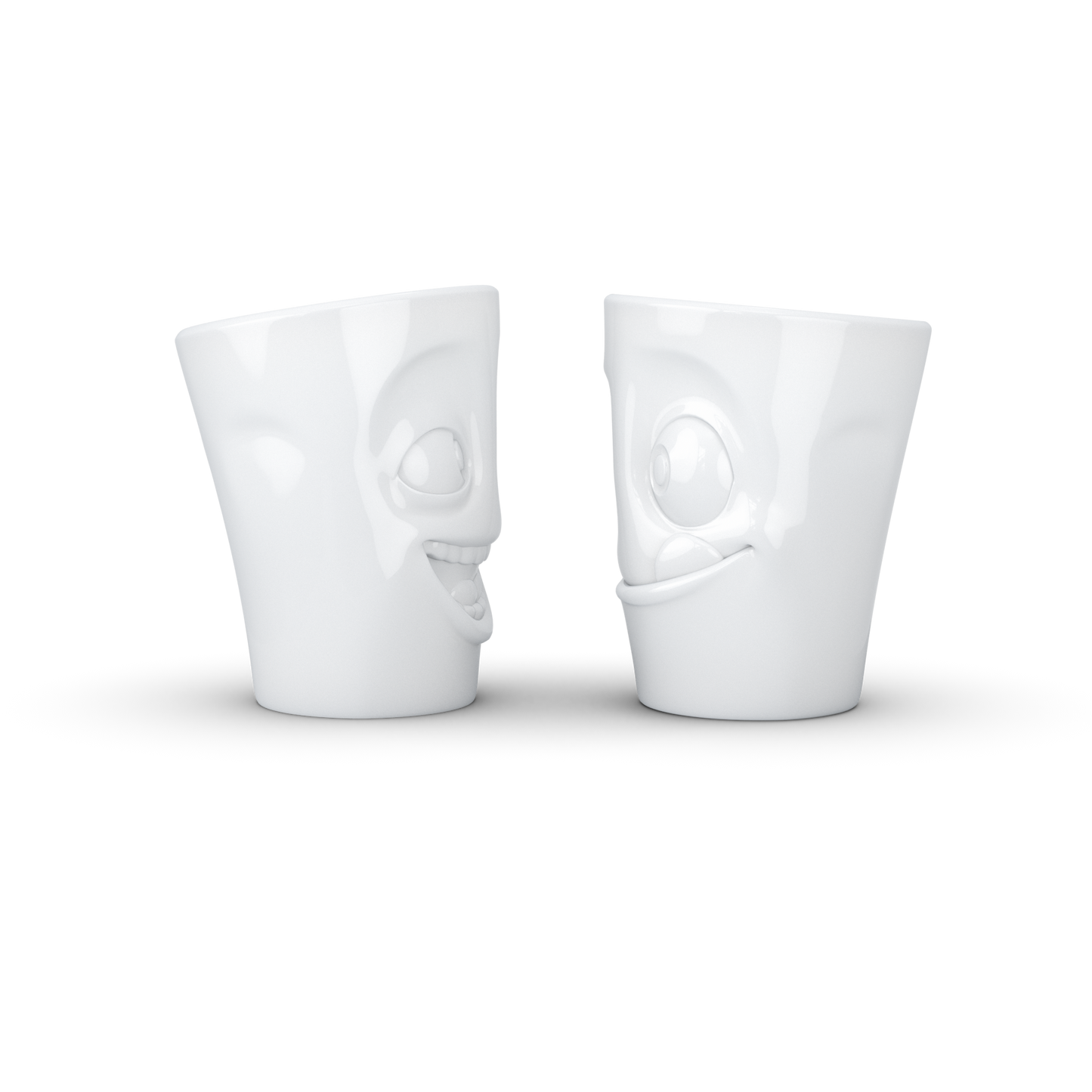 FIFTYEIGHT PRODUCTS / Tazze / Set 2 tazze senza manico n. 3 "Divertenti e Deliziose" (Porcellana, 2 x 350ml, Bianco, Made in Germany)