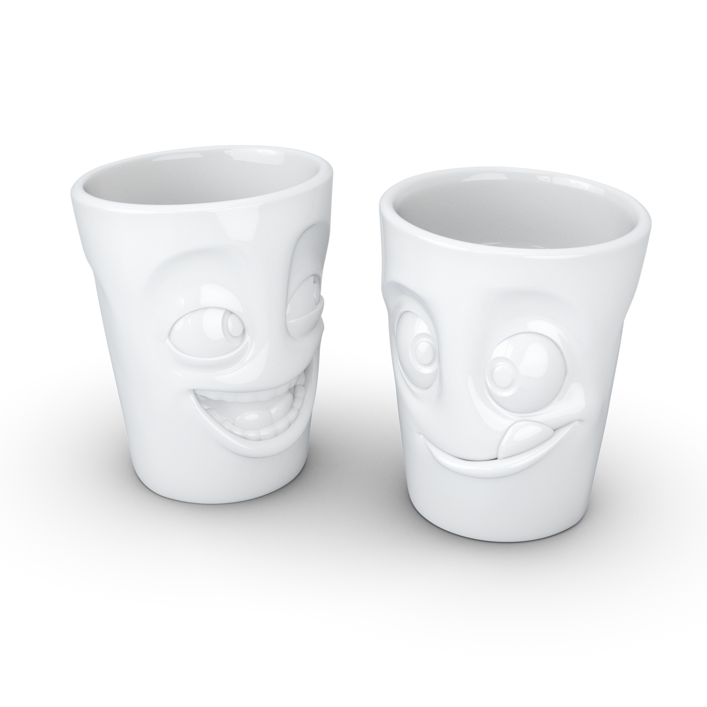FIFTYEIGHT PRODUCTS / Tazze / Set 2 tazze senza manico n. 3 "Divertenti e Deliziose" (Porcellana, 2 x 350ml, Bianco, Made in Germany)