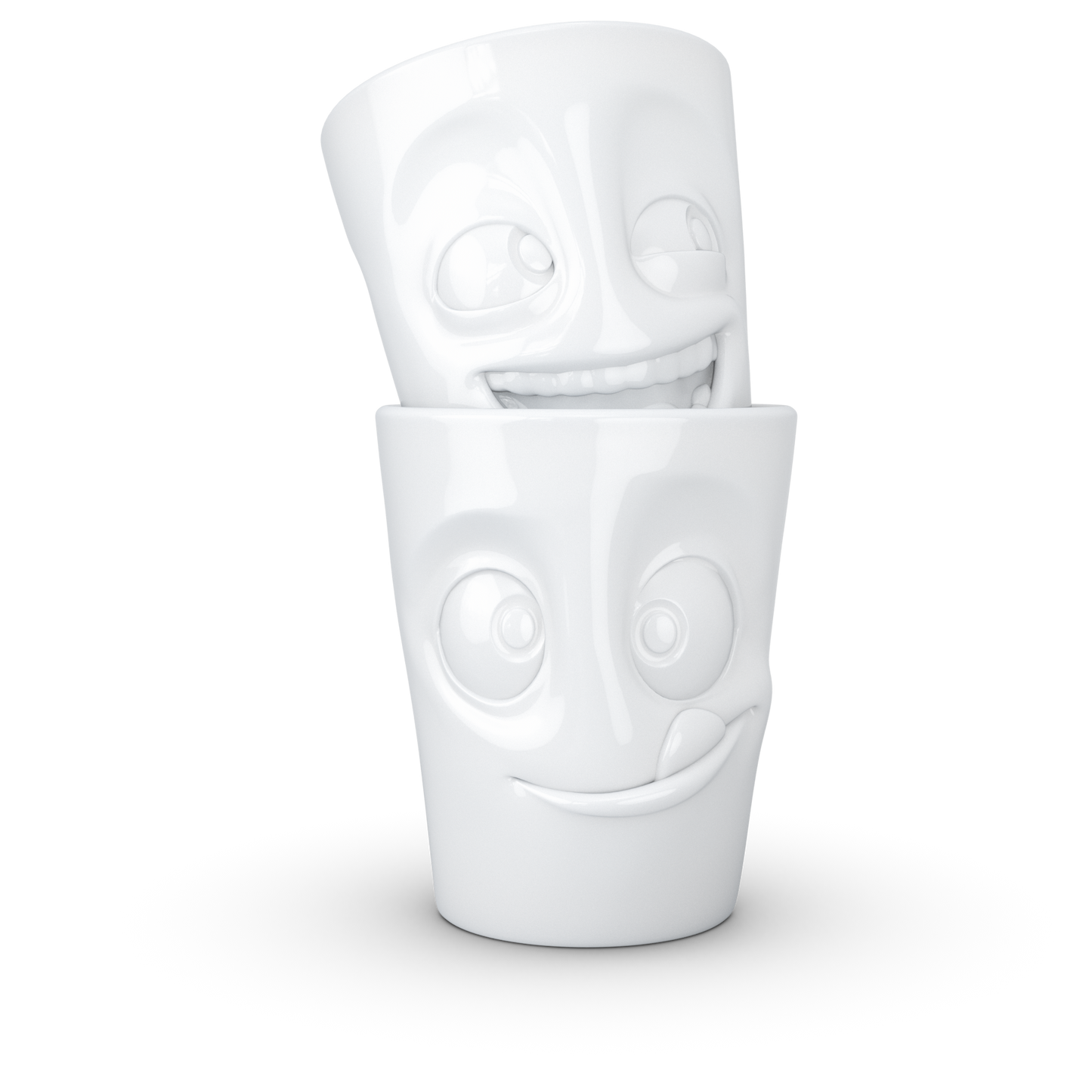 FIFTYEIGHT PRODUCTS / Tazze / Set 2 tazze senza manico n. 3 "Divertenti e Deliziose" (Porcellana, 2 x 350ml, Bianco, Made in Germany)
