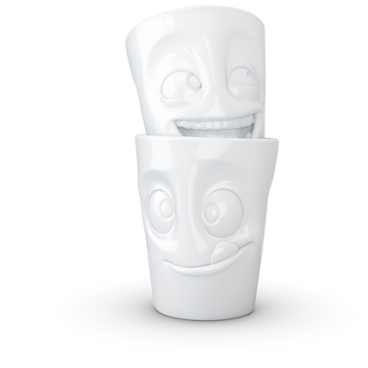 FIFTYEIGHT PRODUCTS / Tazze / Set 2 tazze senza manico n. 3 "Divertenti e Deliziose" (Porcellana, 2 x 350ml, Bianco, Made in Germany)