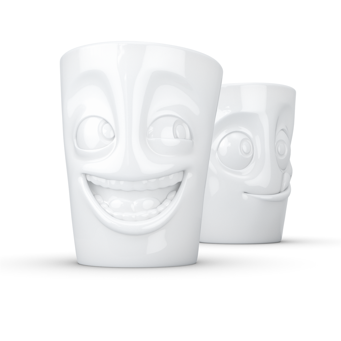 FIFTYEIGHT PRODUCTS / Tazze / Set 2 tazze senza manico n. 3 "Divertenti e Deliziose" (Porcellana, 2 x 350ml, Bianco, Made in Germany)