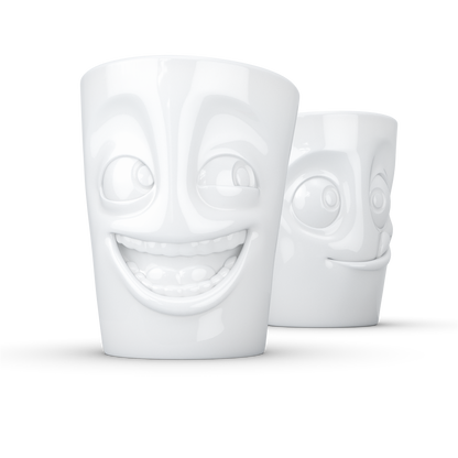 FIFTYEIGHT PRODUCTS / Tazze / Set 2 tazze senza manico n. 3 "Divertenti e Deliziose" (Porcellana, 2 x 350ml, Bianco, Made in Germany)