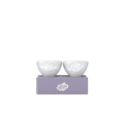 FIFTYEIGHT PRODUCTS / Tazze / Ciotolina / Set ciotoline n. 2 "Sognante e Felice" (porcellana, 100 ml, bianco, Made in Germany)