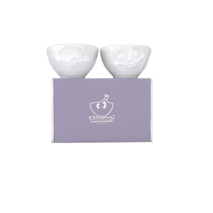 FIFTYEIGHT PRODUCTS / Tazze / Ciotolina / Set ciotoline n. 2 "Sognante e Felice" (porcellana, 100 ml, bianco, Made in Germany)